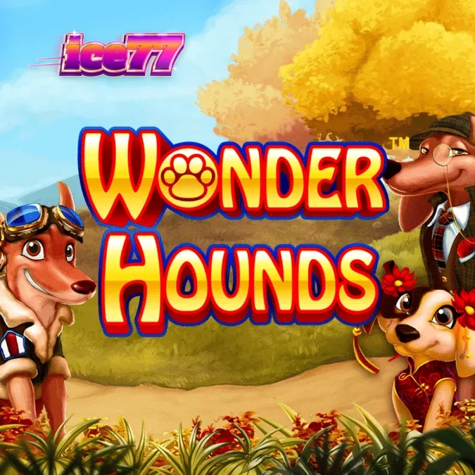 Tampilan visual permainan slot Wonder Hounds dengan tema anjing yang ceria